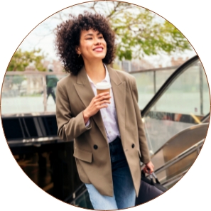 Woman on Metro escalator