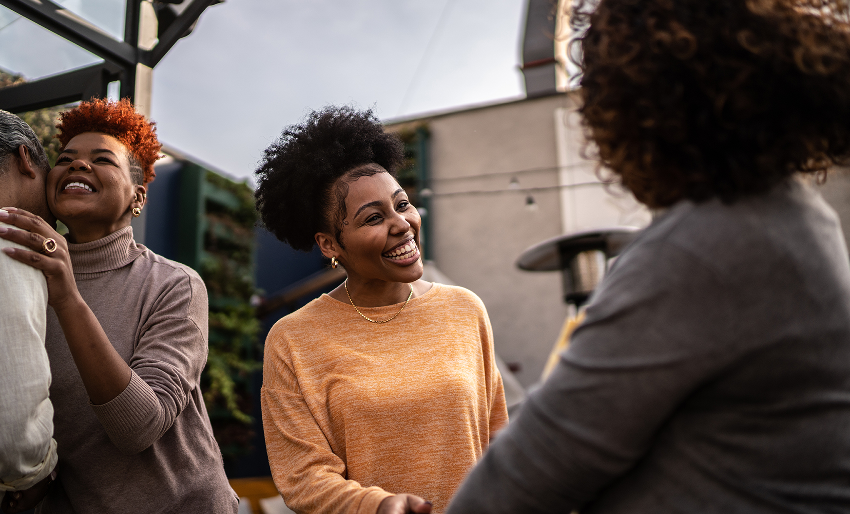 Friends greeting each other