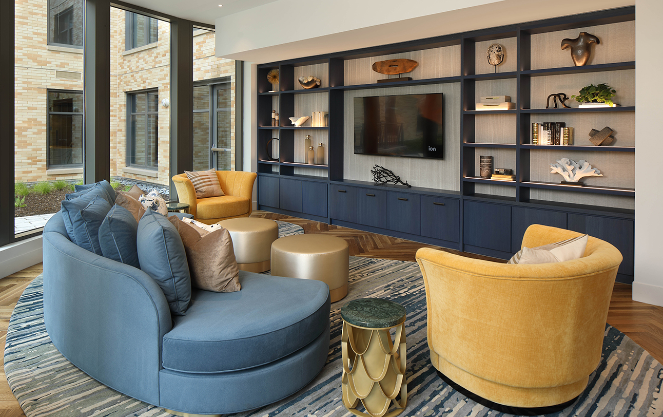 TV surrounded by seating