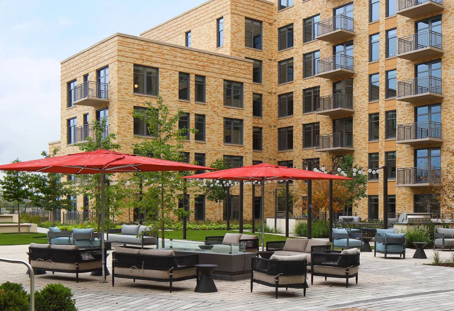 The Milton at Twinbrook Quarter outdoor courtyard with seating